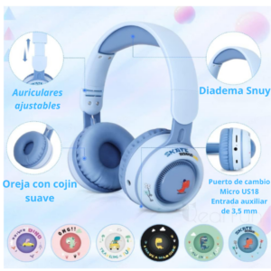 KE21 Auriculares Bluetooth Wireless LED Light Kids Auricales de Música Estéreo Con Micrófono - Image 3