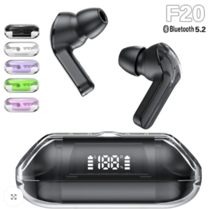 Audífonos Pro Bluetooth F20 Inalámbricos Pantalla Led Transp - Image 2